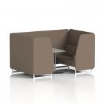 Brixworth 4 Seater Booth With White Legs And Grey Table With Silver Leg In X2 Fabric - Theory Panels And Sofa SF001363