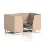 Brixworth 4 Seater Booth With White Legs And Grey Table With Silver Leg In Synergy Fabric - Affix Panels And Sofa SF001370