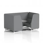 Brixworth 4 Seater Booth With White Legs And Grey Table With Silver Leg In Synergy Fabric - Partner Panels And Sofa SF001374