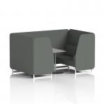 Brixworth 4 Seater Booth With White Legs And Grey Table With Silver Leg In Sumi Fabric - Kobe Panels And Sofa SF001377