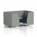 Brixworth 4 Seater Booth With White Legs And Grey Table With Silver Leg In Rivet Fabric - Prime Panels And Crucible Sofa SF001386