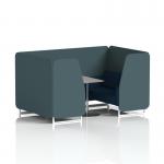 Brixworth 4 Seater Booth With White Legs And Grey Table With Silver Leg In X2 Fabric - Polygon Panels And Calculus Sofa SF001392