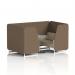 Brixworth 4 Seater Booth With White Legs And Grey Table With Silver Leg In Sumi Fabric - Osaka Panels And Zen Sofa SF001408