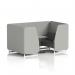 Brixworth 4 Seater Booth With White Legs And Grey Table With Silver Leg In Sumi Fabric - Tokyo Panels And Kobe Sofa SF001409