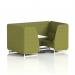 Brixworth 4 Seater Booth With White Legs And White Table With Silver Leg In Rivet Fabric - Olive Panels And Sofa SF001415