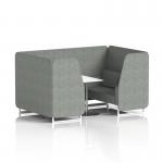 Brixworth 4 Seater Booth With White Legs And White Table With Silver Leg In Rivet Fabric - Prime Panels And Sofa SF001416