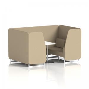 Brixworth 4 Seater Booth With White Legs And White Table With Silver