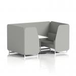 Brixworth 4 Seater Booth With White Legs And White Table With Silver Leg In Sumi Fabric - Tokyo Panels And Sofa SF001439