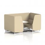 Brixworth 4 Seater Booth With White Legs And White Table With Silver Leg In Sumi Fabric - Zen Panels And Sofa SF001441