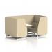 Brixworth 4 Seater Booth With White Legs And White Table With Silver Leg In Sumi Fabric - Zen Panels And Sofa SF001441