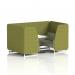 Brixworth 4 Seater Booth With White Legs And White Table With Silver Leg In Rivet Fabric - Olive Panels And Burnish Sofa SF001445