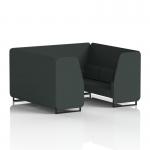 Brixworth 6 Seater Booth With Black Legs In Rivet Fabric - Charcoal Panels And Sofa SF001473