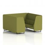 Brixworth 6 Seater Booth With Black Legs In Rivet Fabric - Olive Panels And Sofa SF001475