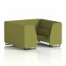 Brixworth 6 Seater Booth With Black Legs In Rivet Fabric - Olive Panels And Sofa SF001475