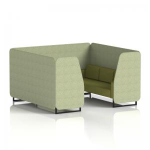 Brixworth 6 Seater Booth With Black Legs In Rivet Fabric - Burnish