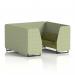 Brixworth 6 Seater Booth With Black Legs In Rivet Fabric - Burnish Panels And Olive Sofa SF001502