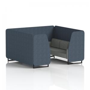 Brixworth 6 Seater Booth With Black Legs In Rivet Fabric - Crucible
