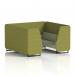 Brixworth 6 Seater Booth With Black Legs In Rivet Fabric - Olive Panels And Burnish Sofa SF001505