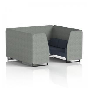 Brixworth 6 Seater Booth With Black Legs In Rivet Fabric - Prime