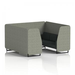 Brixworth 6 Seater Booth With Black Legs In Rivet Fabric - Vitreous