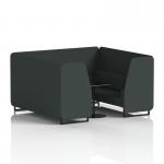 Brixworth 6 Seater Booth With Black Legs And Black Table With Black Leg In Rivet Fabric - Charcoal Panels And Sofa SF001533