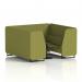 Brixworth 6 Seater Booth With Black Legs And Black Table With Black Leg In Rivet Fabric - Olive Panels And Sofa SF001535