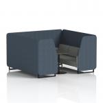 Brixworth 6 Seater Booth With Black Legs And Black Table With Black Leg In Rivet Fabric - Crucible Panels And Prime Sofa SF001564