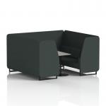 Brixworth 6 Seater Booth With Black Legs And Grey Table With Black Leg In Rivet Fabric - Charcoal Panels And Sofa SF001593