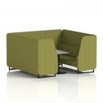 Brixworth 6 Seater Booth With Black Legs And Grey Table With Black Leg In Rivet Fabric - Olive Panels And Sofa SF001595