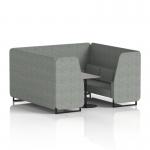 Brixworth 6 Seater Booth With Black Legs And Grey Table With Black Leg In Rivet Fabric - Prime Panels And Sofa SF001596