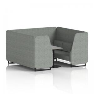 Brixworth 6 Seater Booth With Black Legs And Grey Table With Black Leg