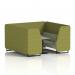 Brixworth 6 Seater Booth With Black Legs And Grey Table With Black Leg In Rivet Fabric - Olive Panels And Burnish Sofa SF001625