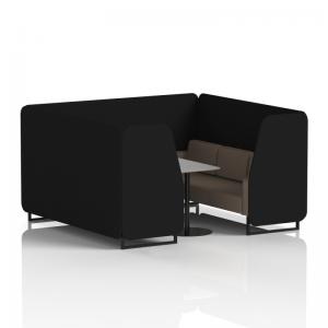 Brixworth 6 Seater Booth With Black Legs And Grey Table With Black Leg