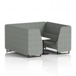 Brixworth 6 Seater Booth With Black Legs And White Table With Black Leg In Rivet Fabric - Prime Panels And Sofa SF001656