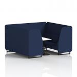 Brixworth 6 Seater Booth With Black Legs And White Table With Black Leg In Synergy Fabric - Alike Panels And Sofa SF001671