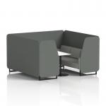 Brixworth 6 Seater Booth With Black Legs And White Table With Black Leg In Sumi Fabric - Kobe Panels And Tokyo Sofa SF001707