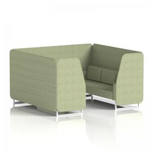 Brixworth 6 Seater Booth With White Legs In Rivet Fabric - Burnish