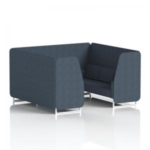 Brixworth 6 Seater Booth With White Legs In Rivet Fabric - Crucible