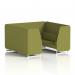 Brixworth 6 Seater Booth With White Legs In Rivet Fabric - Olive Panels And Sofa SF001715