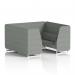 Brixworth 6 Seater Booth With White Legs In Rivet Fabric - Prime Panels And Sofa SF001716