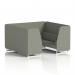 Brixworth 6 Seater Booth With White Legs In Rivet Fabric - Vitreous Panels And Sofa SF001717