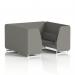 This photograph features a stylish and modern Dynamic Seating Booths Brixworth 6 Seater Booth with sleek white legs. Upholstered in X2 fabric, the booth boasts number panels and a sofa, making it perfect for both casual and formal settings.