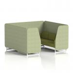 Brixworth 6 Seater Booth With White Legs In Rivet Fabric - Burnish Panels And Olive Sofa SF001742