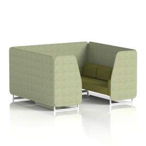 Brixworth 6 Seater Booth With White Legs In Rivet Fabric - Burnish