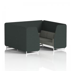 Brixworth 6 Seater Booth With White Legs In Rivet Fabric - Charcoal