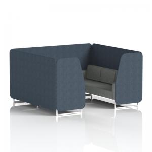 Brixworth 6 Seater Booth With White Legs In Rivet Fabric - Crucible