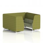 Brixworth 6 Seater Booth With White Legs In Rivet Fabric - Olive Panels And Burnish Sofa SF001745