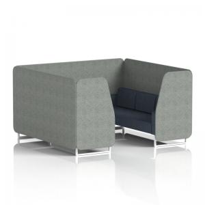 Brixworth 6 Seater Booth With White Legs In Rivet Fabric - Prime