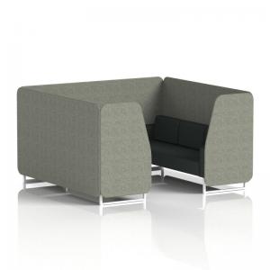 Brixworth 6 Seater Booth With White Legs In Rivet Fabric - Vitreous