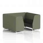 Brixworth 6 Seater Booth With White Legs In Main Line Flax Fabric - Monument Panels And Temple Sofa SF001755